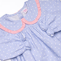 Periwinkle Polka Dot Collared Legging Set, Blue