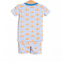Seashells and Sandcastles Bamboo Pajama Short Set, Blue