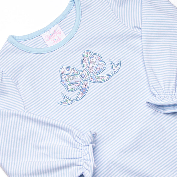 Gorgeous Bow Applique Bubble, Blue