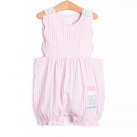 Cool Off Cart Applique Bubble Romper, Pink