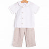 Thanksgiving Day Collared Pant Set, Tan