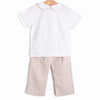 Thanksgiving Day Collared Pant Set, Tan