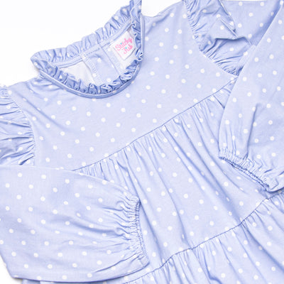Periwinkle Polka Dot Tiered Dress, Blue