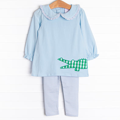 Crocodile Dundee Applique Legging Set, Blue
