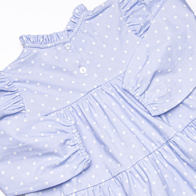 Periwinkle Polka Dot Tiered Dress, Blue
