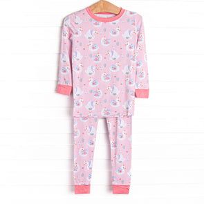 Swan Lake Slumber Bamboo Pajama Set, Pink
