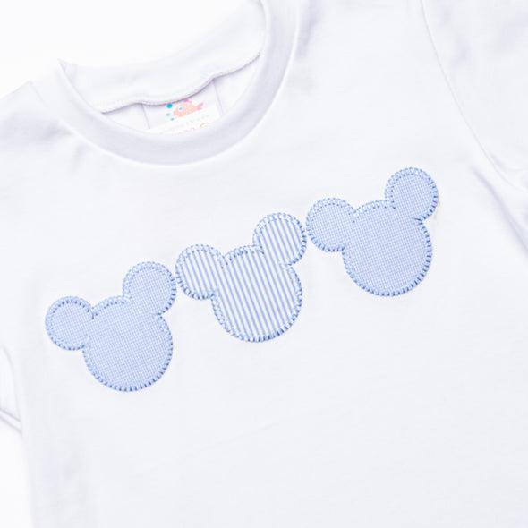 Little Mouse Trio Short Set, Blue Stripe