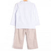 Thanksgiving Day Embroidered Polo Pant Set, Tan