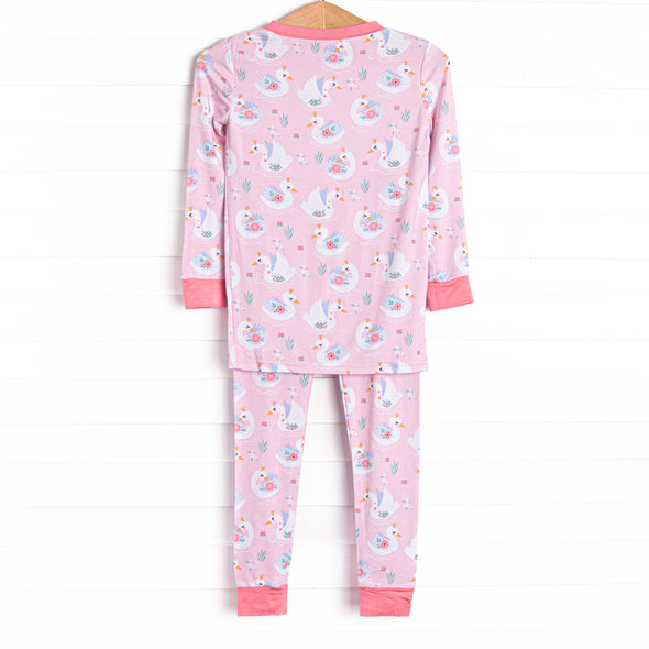 Swan Lake Slumber Bamboo Pajama Set, Pink