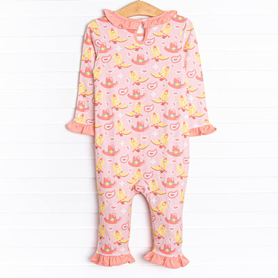 Giddy Up Gal Ruffle Romper, Pink