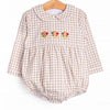 Thanksgiving Day Embroidered Long Sleeve Bubble, Tan