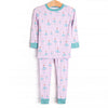 Teal Twirls Bamboo Pajama Set, Pink