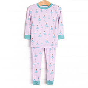 Teal Twirls Bamboo Pajama Set, Pink