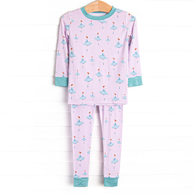 Teal Twirls Bamboo Pajama Set, Pink