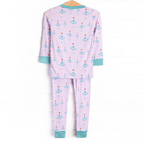 Teal Twirls Bamboo Pajama Set, Pink