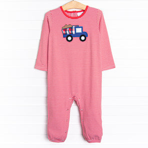 Construction Zone Applique Romper, Red