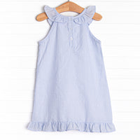 Apple Trio Applique Dress, Blue