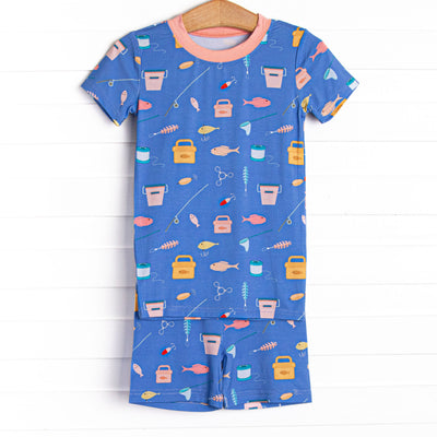 Rest and Reels Bamboo Pajama Short Set, Blue