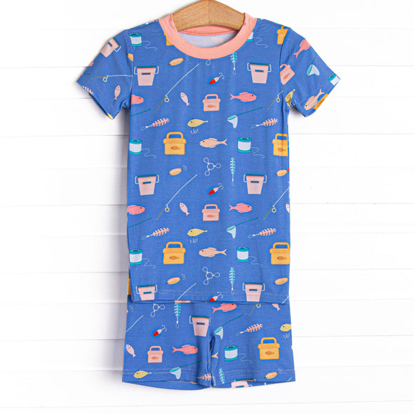 Rest and Reels Bamboo Pajama Short Set, Blue