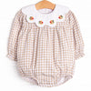 Thanksgiving Day Embroidered Scalloped Bib Bubble, Tan