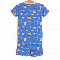 Rest and Reels Bamboo Pajama Short Set, Blue