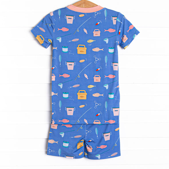 Rest and Reels Bamboo Pajama Short Set, Blue