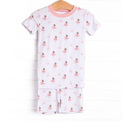 Bedtime Twirls Bamboo Pajama Short Set, Pink