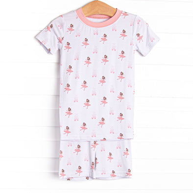 Bedtime Twirls Bamboo Pajama Short Set, Pink
