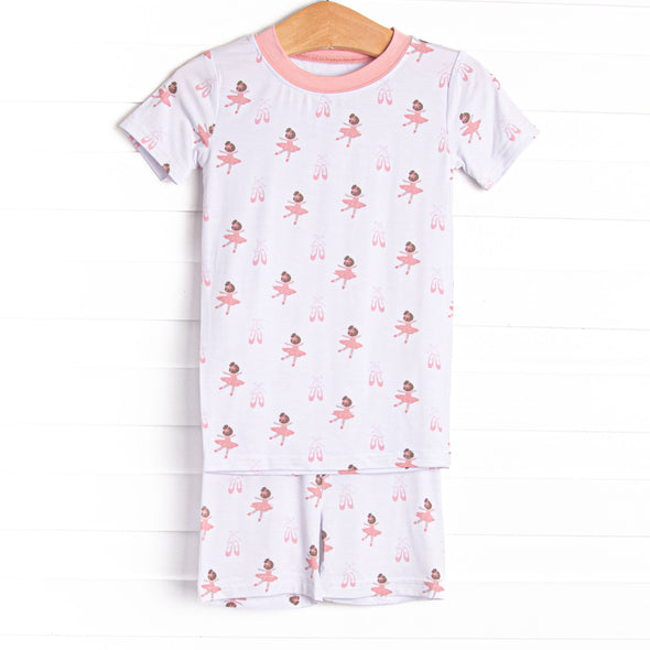 Bedtime Twirls Bamboo Pajama Short Set, Pink