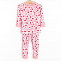 Bubbly Hearts Bamboo Pajama Set, Pink