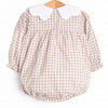 Thanksgiving Day Embroidered Scalloped Bib Bubble, Tan