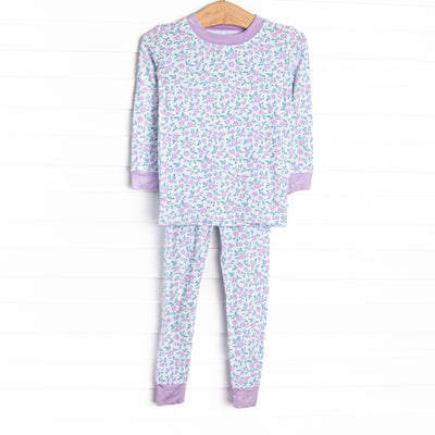 Farmer Market Florals Bamboo Pajama Set, Purple