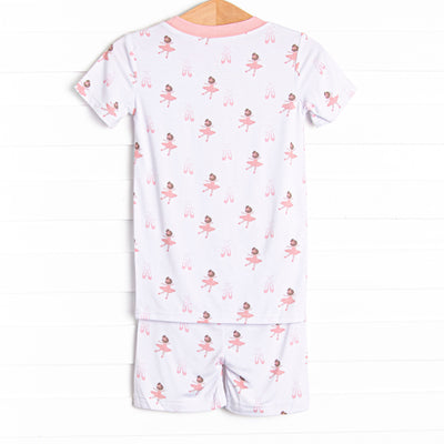 Bedtime Twirls Bamboo Pajama Short Set, Pink