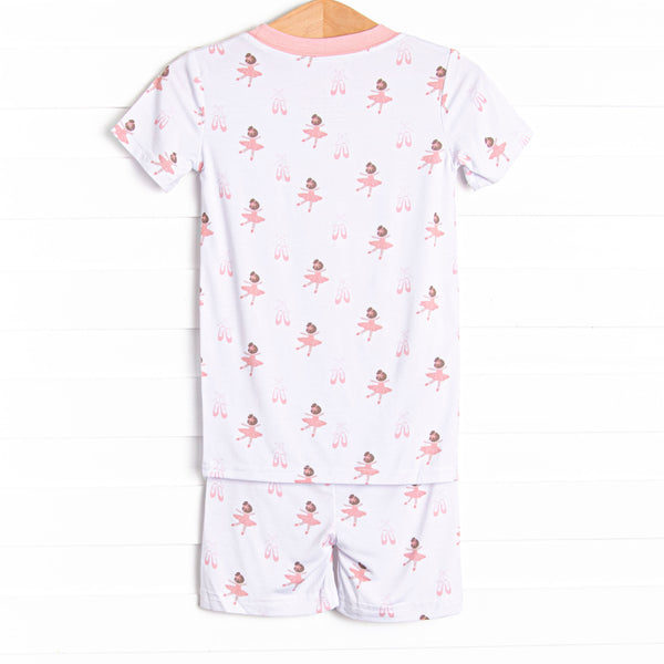 Bedtime Twirls Bamboo Pajama Short Set, Pink