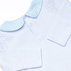 Corner Kick Cutie Applique Short Romper, Blue Stripe