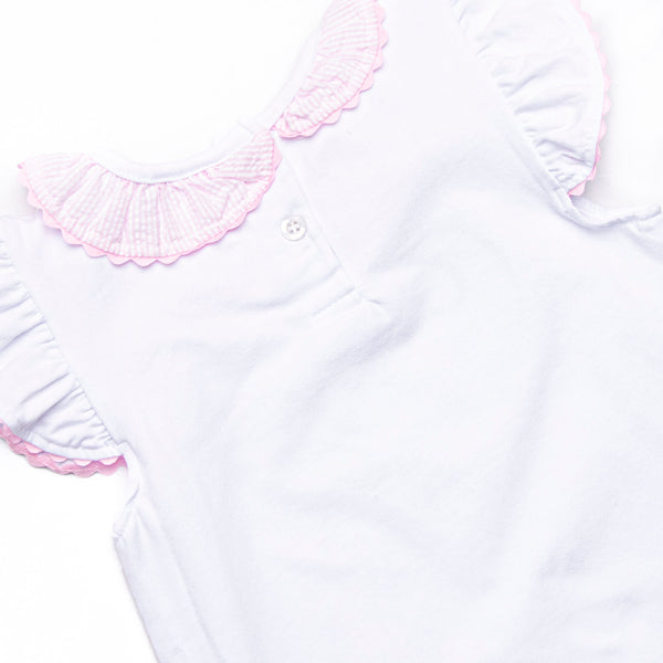 Ric Rac Reptile Applique Ruffle Short Set, Pink