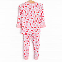 Bubbly Hearts Bamboo Pajama Set, Pink