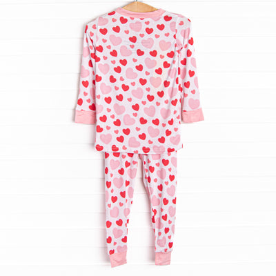Bubbly Hearts Bamboo Pajama Set, Pink
