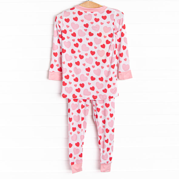 Bubbly Hearts Bamboo Pajama Set, Pink