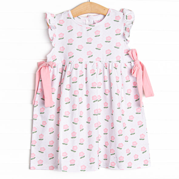 Polka Dot Petunia Side Tie Dress, Pink