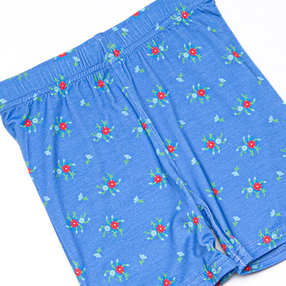 Persian Blue Petals Bamboo Pajama Short Set, Blue
