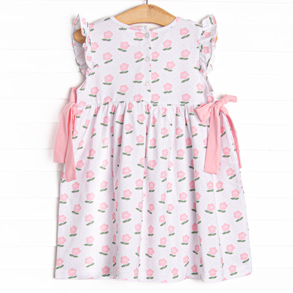 Polka Dot Petunia Side Tie Dress, Pink