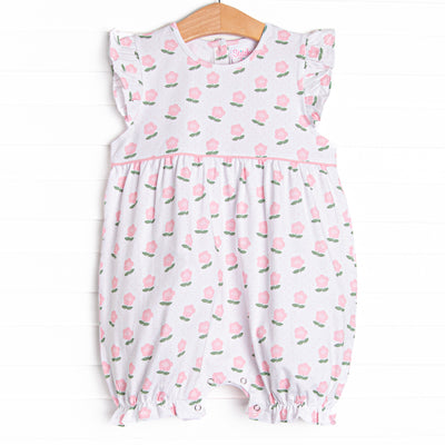 Polka Dot Petunia Bubble Romper, Pink