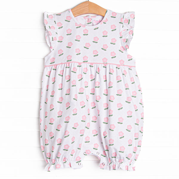 Polka Dot Petunia Bubble Romper, Pink