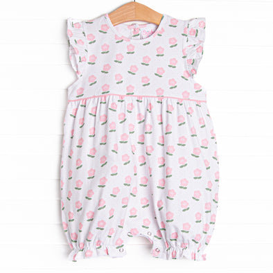 Polka Dot Petunia Bubble Romper, Pink