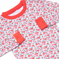 Raspberry Blooms Bamboo Pajama Set, Red