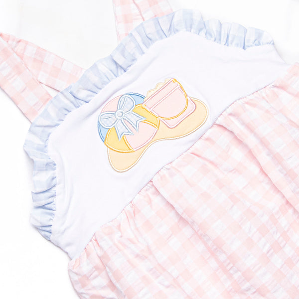 By the Beach Applique Ruffle Short Set, Pink