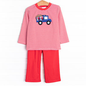 Construction Zone Applique Pant Set, Red