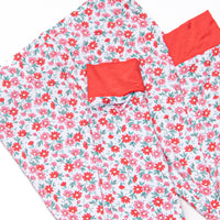 Raspberry Blooms Bamboo Pajama Set, Red