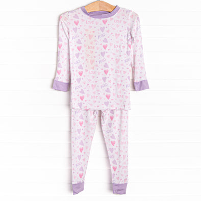 X's and O's Bamboo Pajama Set, Purple